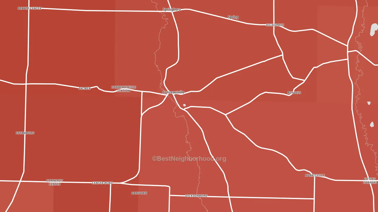 Conneautville, PA block-group political-lean map