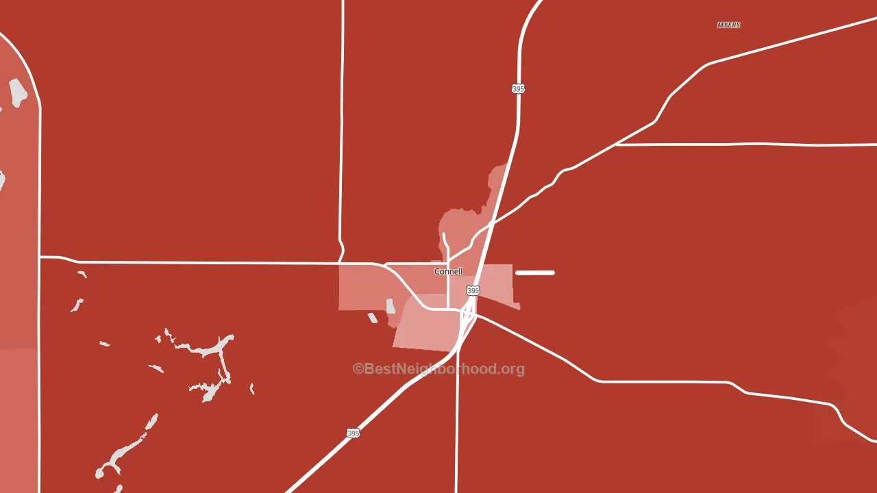 Connell, WA block-group political-lean map