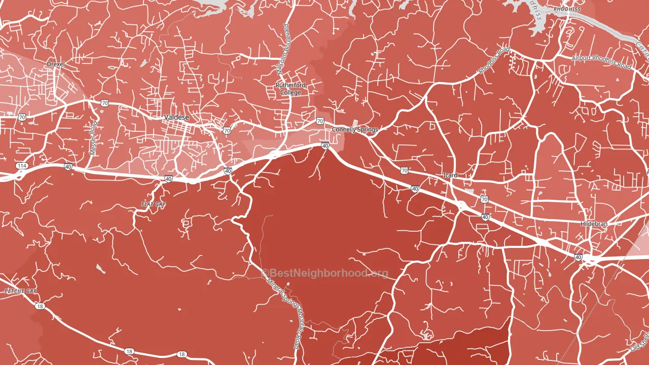Connelly Springs, NC block-group political-lean map