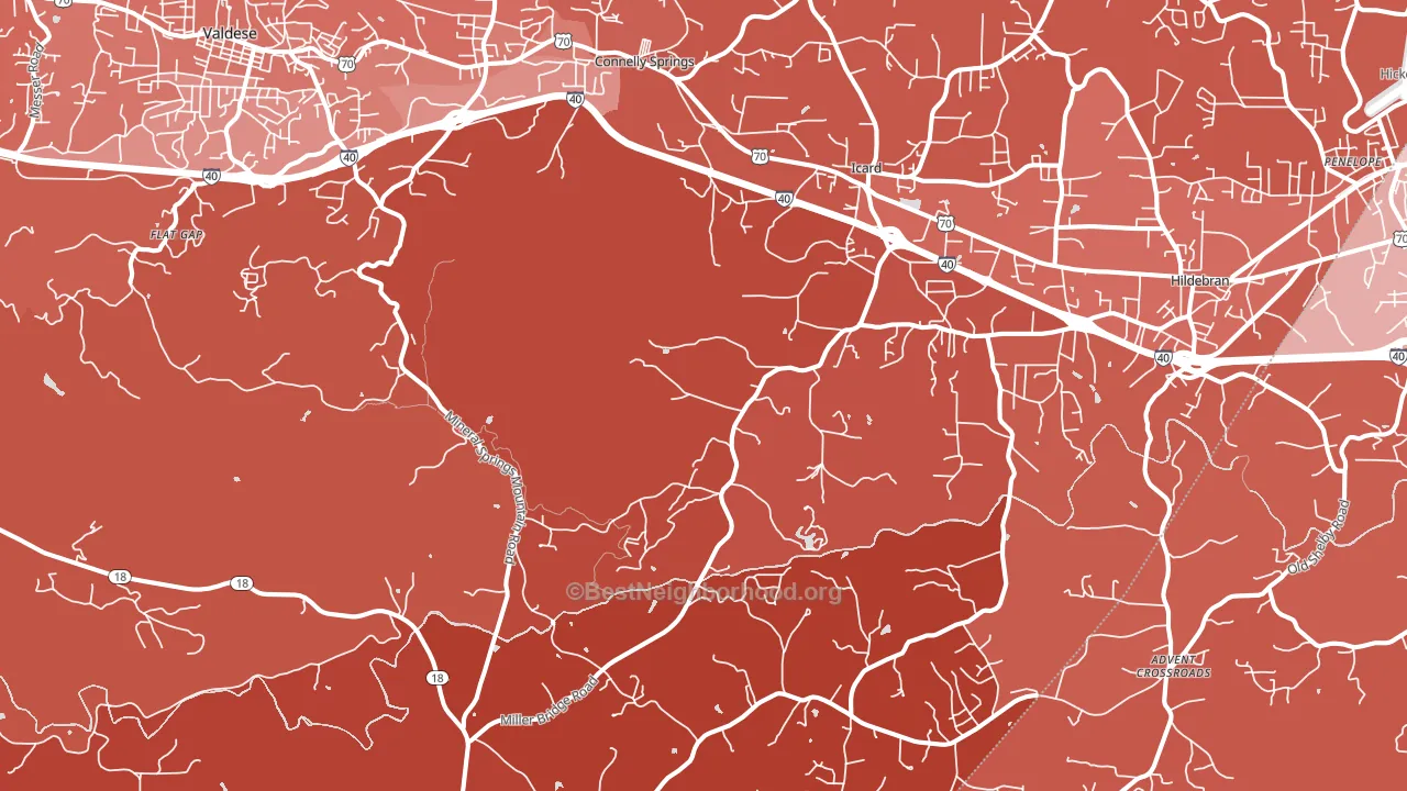 Connellys Springs, NC block-group political-lean map