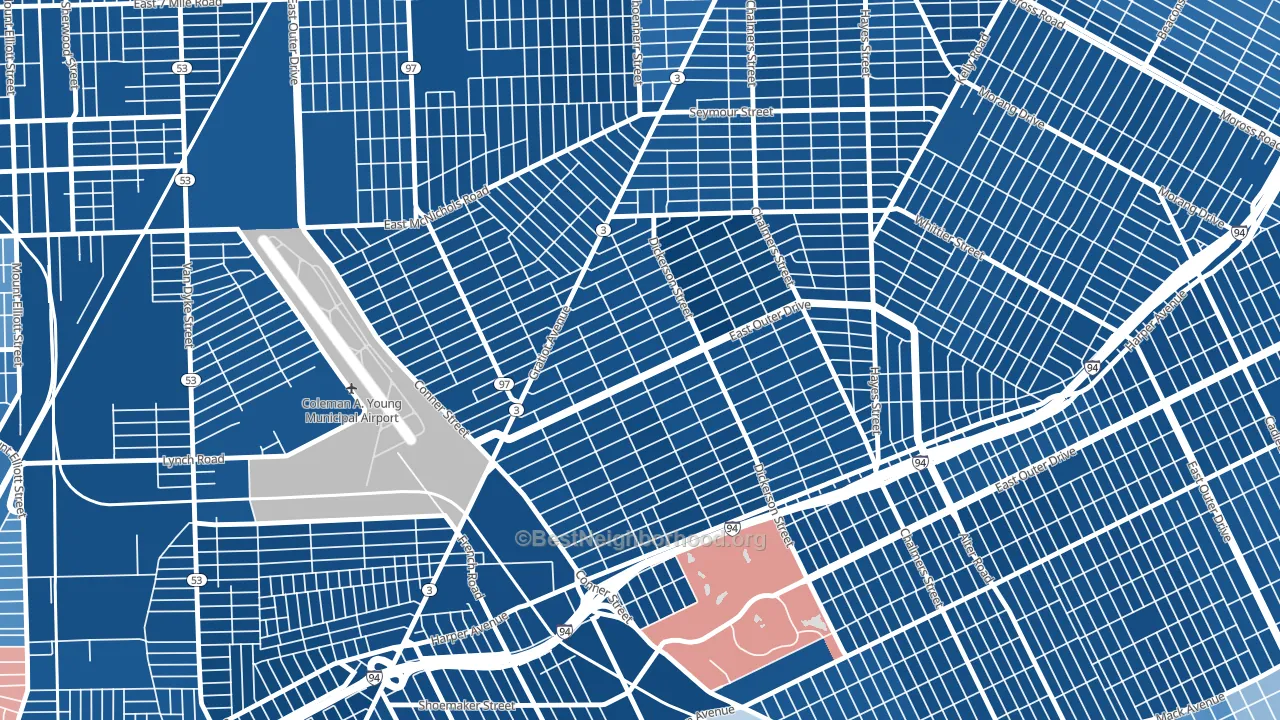 Conner, Detroit, MI block-group political-lean map