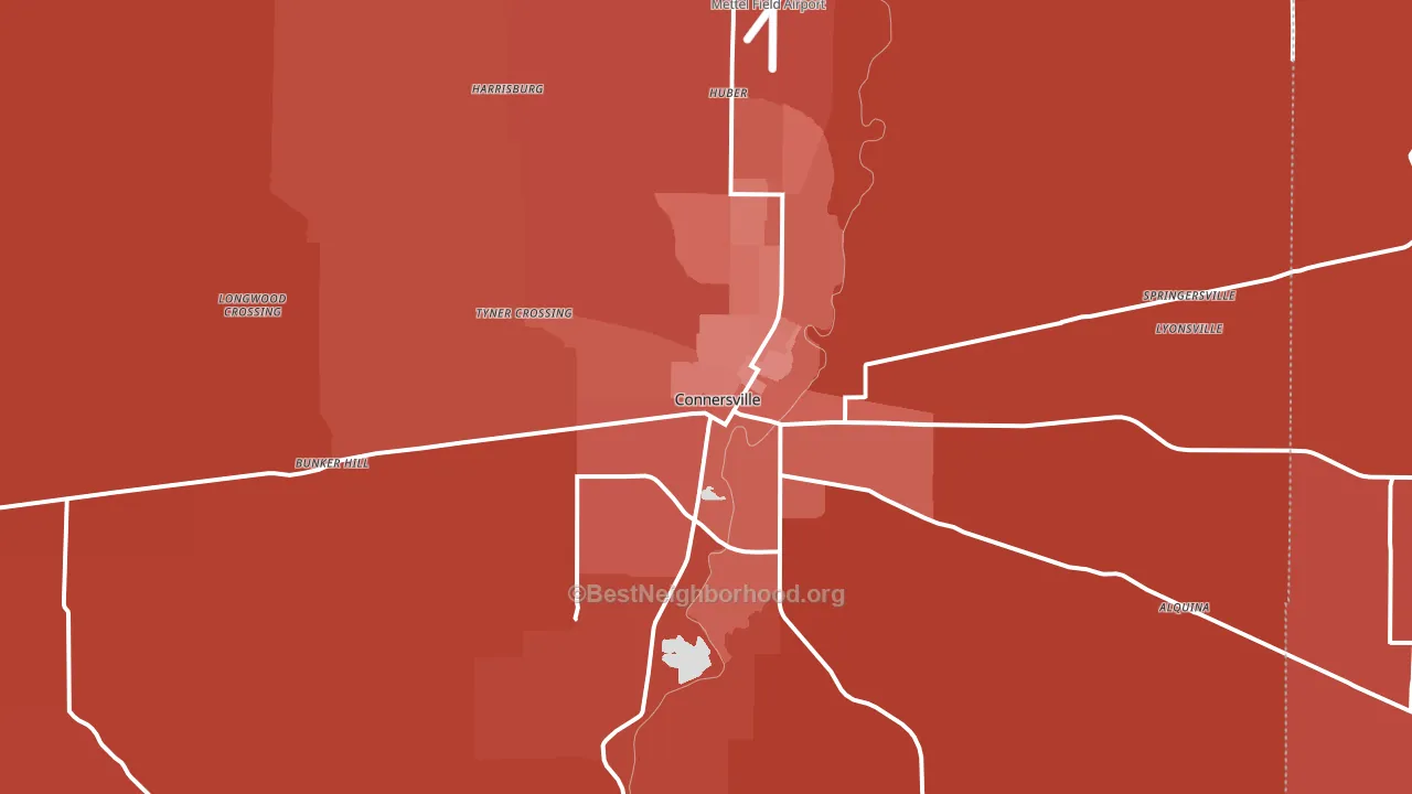 Connersville, IN block-group political-lean map