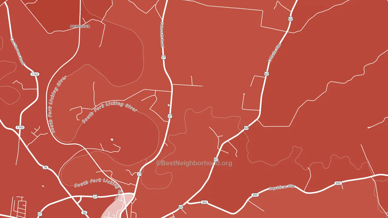 Connersville, KY block-group political-lean map