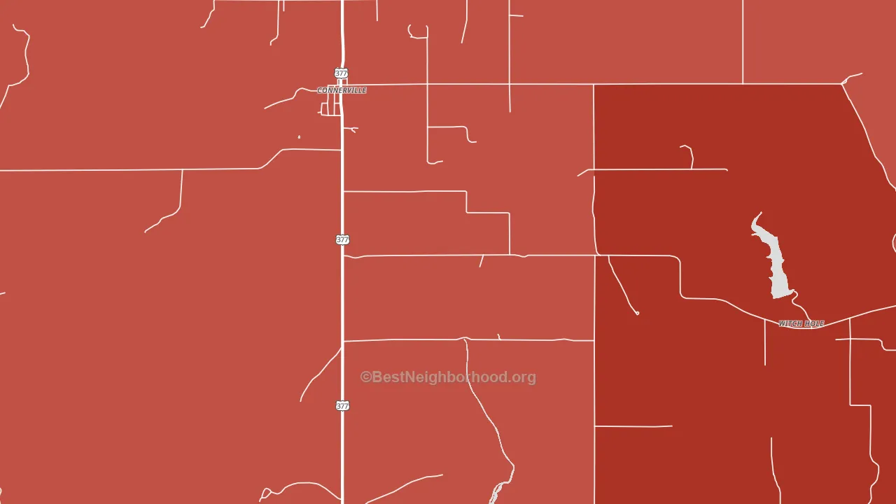 Connerville, OK block-group political-lean map