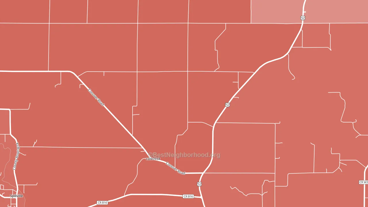 Conover, IA block-group political-lean map