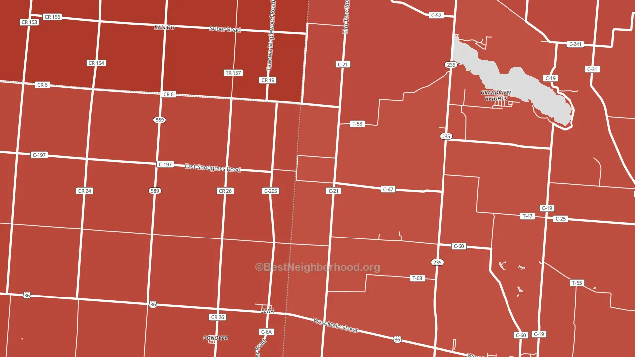 Conover, OH block-group political-lean map