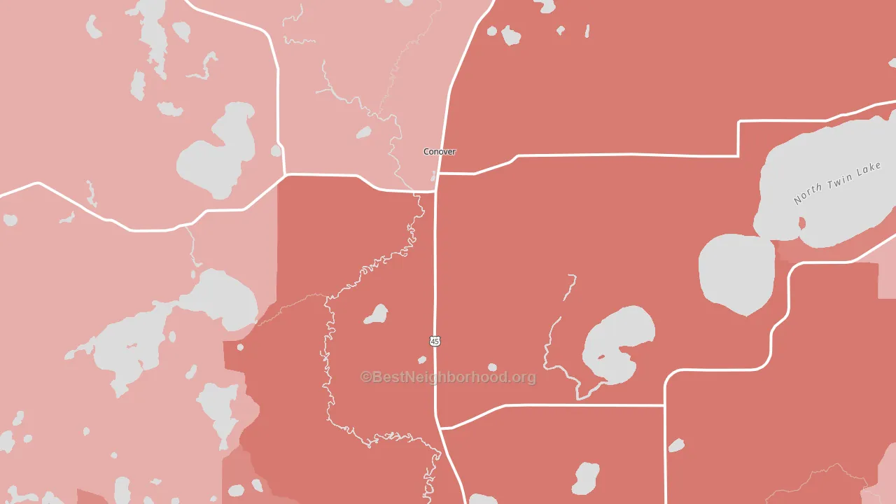 Conover, WI block-group political-lean map