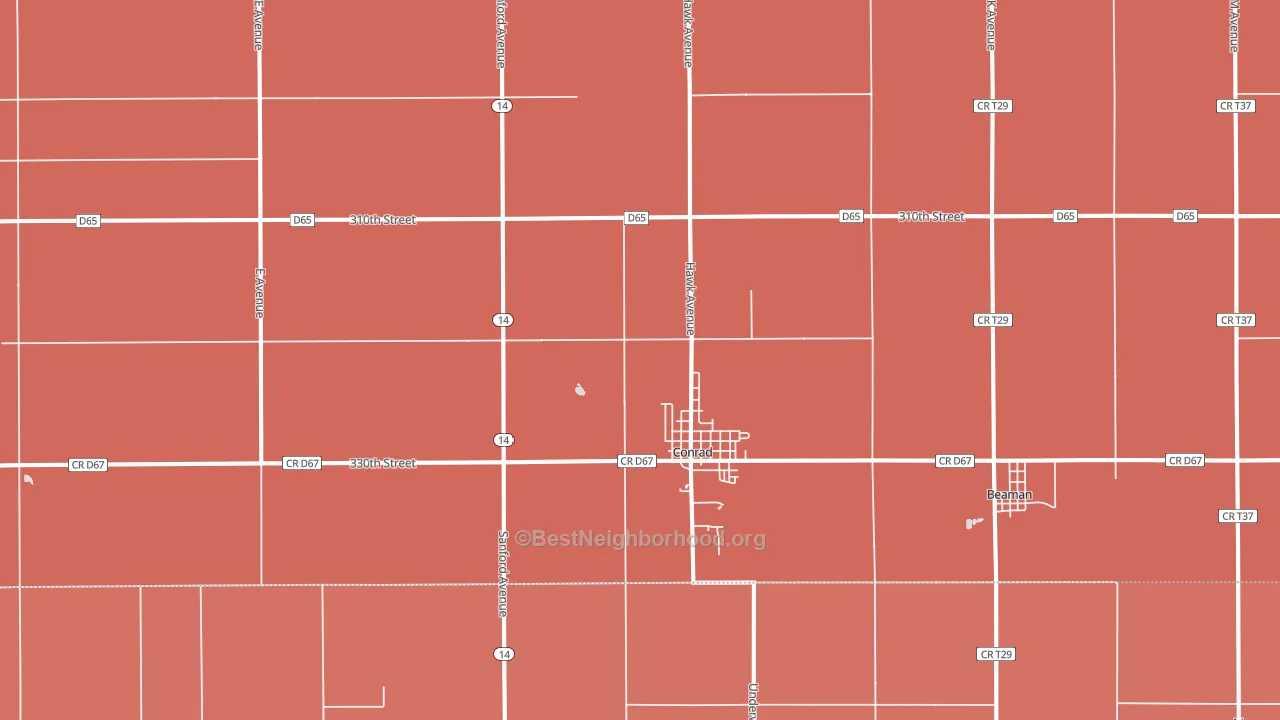 Conrad, IA block-group political-lean map