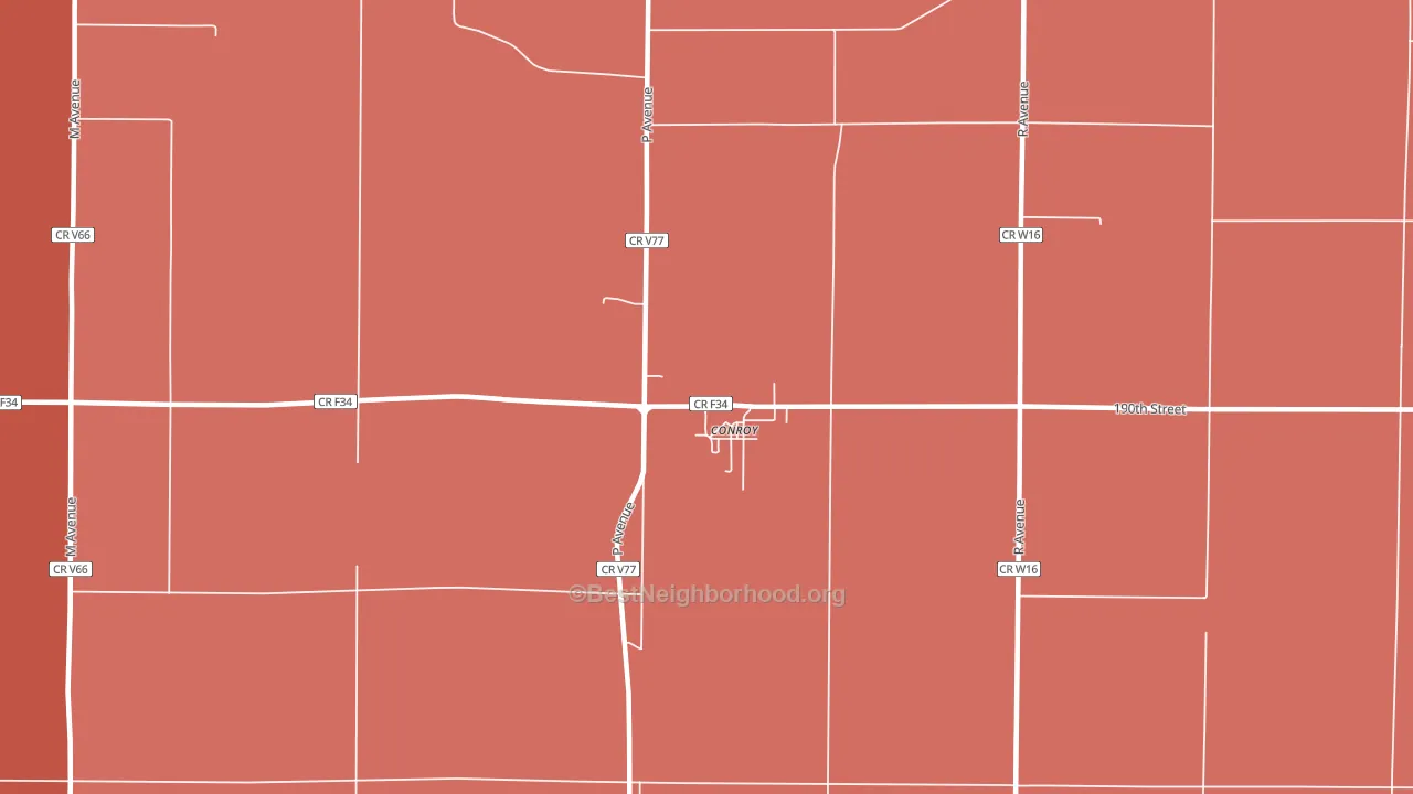 Conroy, IA block-group political-lean map