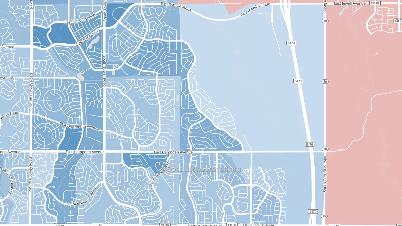 Conservatory, Aurora, CO block-group political-lean map