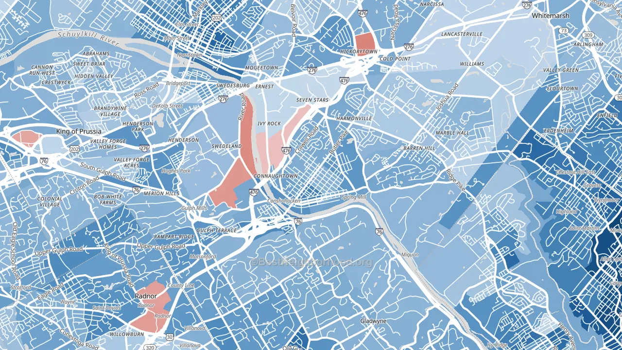 Conshohocken, PA block-group political-lean map