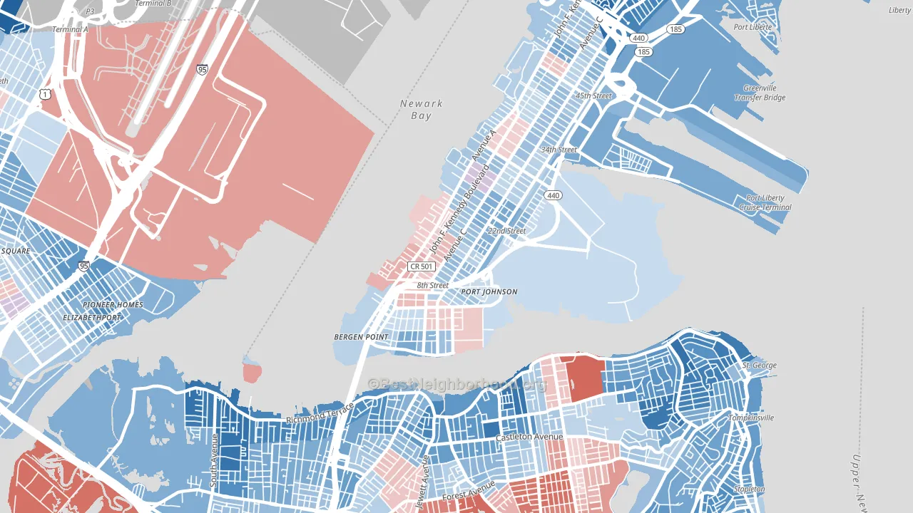Constable Hook, Bayonne, NJ block-group political-lean map