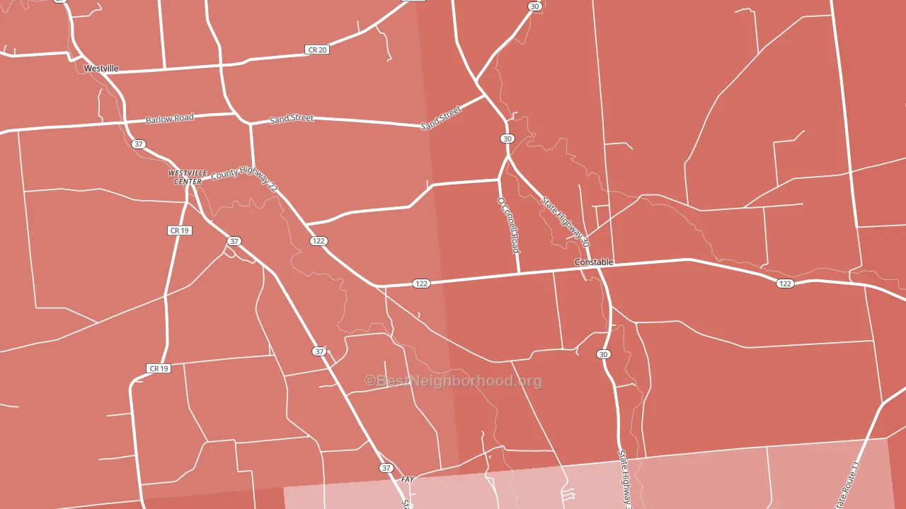 Constable, NY block-group political-lean map