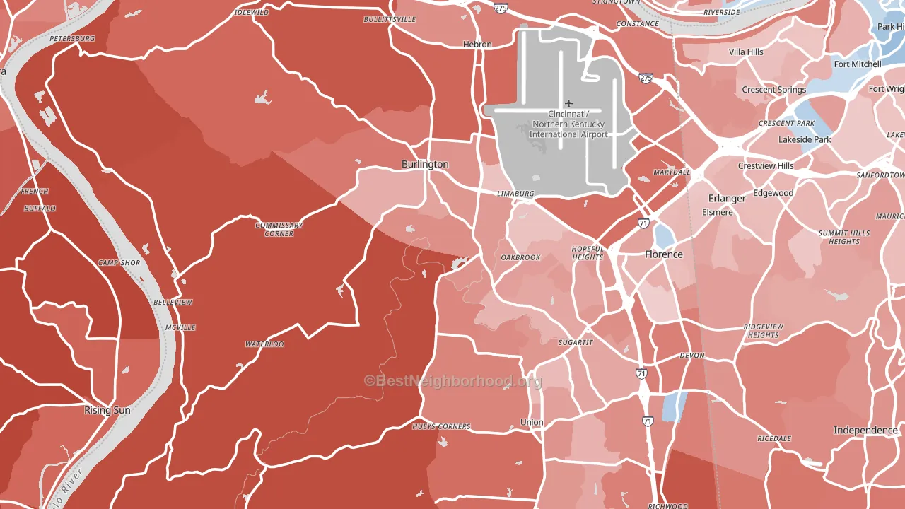 Constance, KY block-group political-lean map