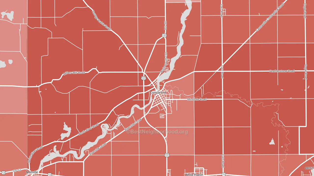 Constantine, MI block-group political-lean map