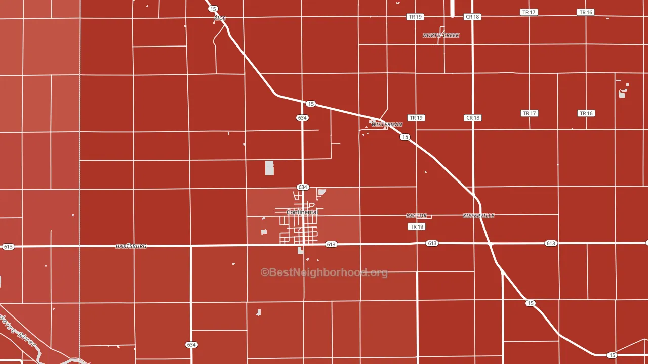 Continental, OH block-group political-lean map