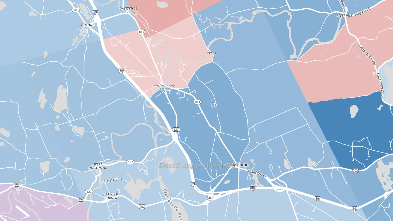 Contoocook, NH block-group political-lean map