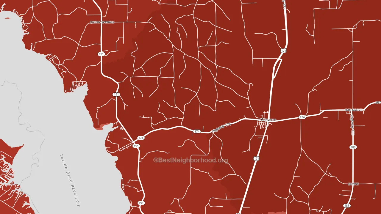 Converse, LA block-group political-lean map