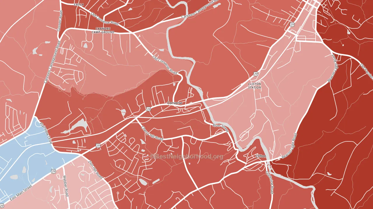 Converse, SC block-group political-lean map