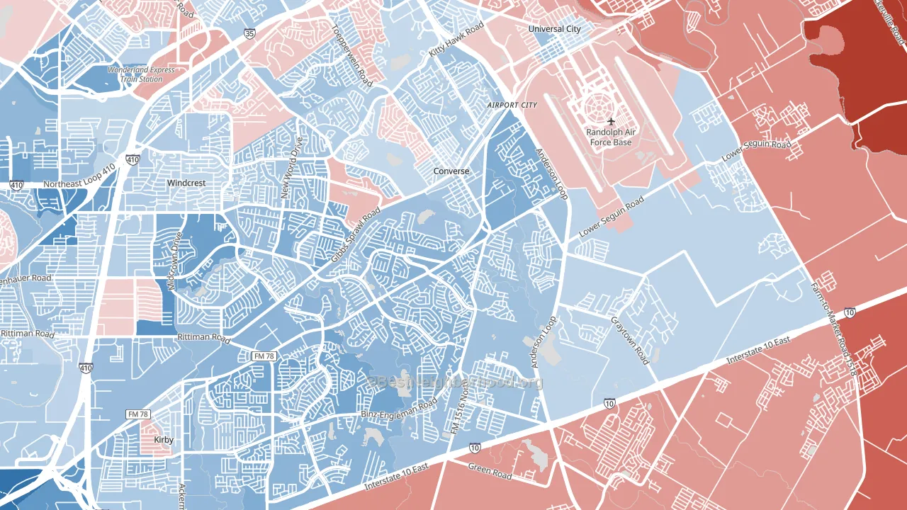 Converse, TX block-group political-lean map