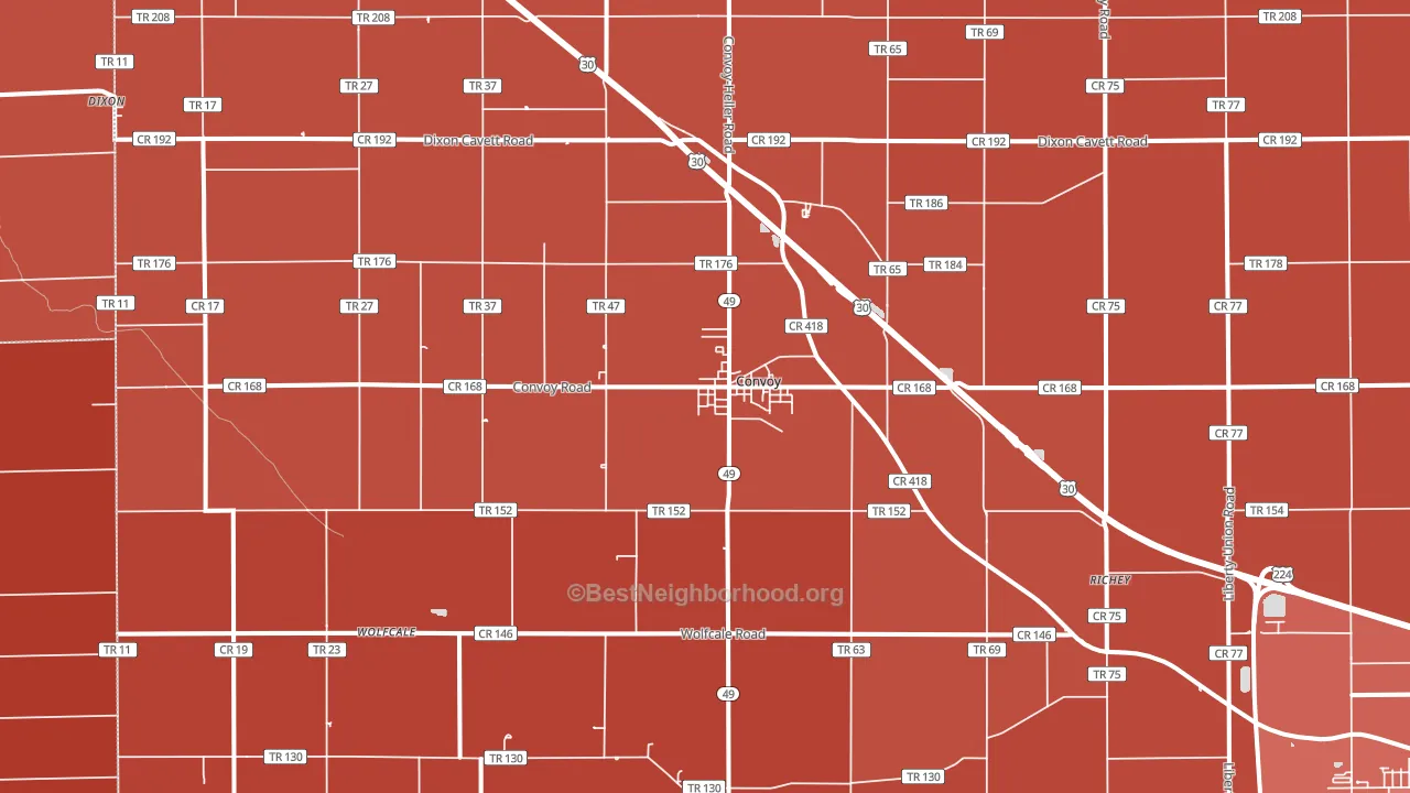 Convoy, OH block-group political-lean map