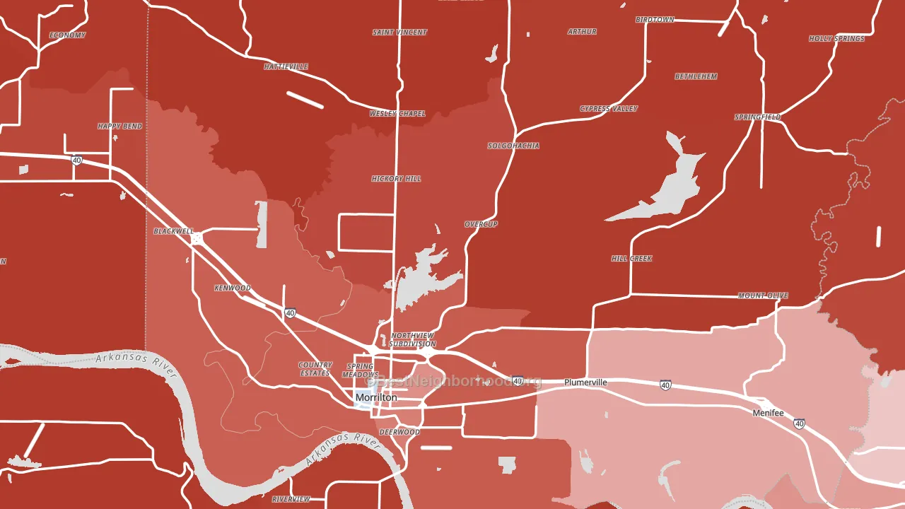 Conway County, AR block-group political-lean map