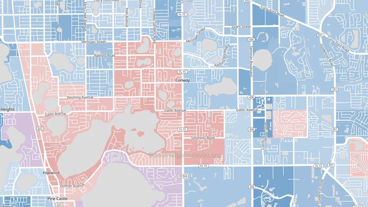 Conway, FL block-group political-lean map