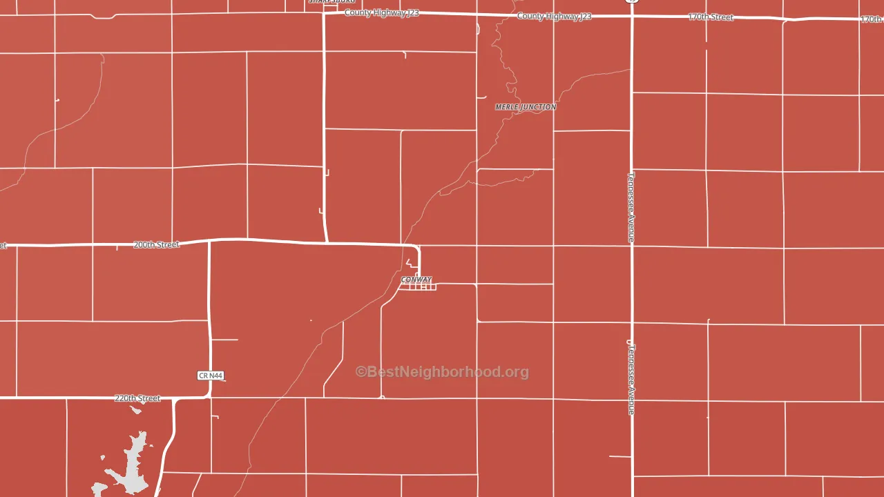 Conway, IA block-group political-lean map