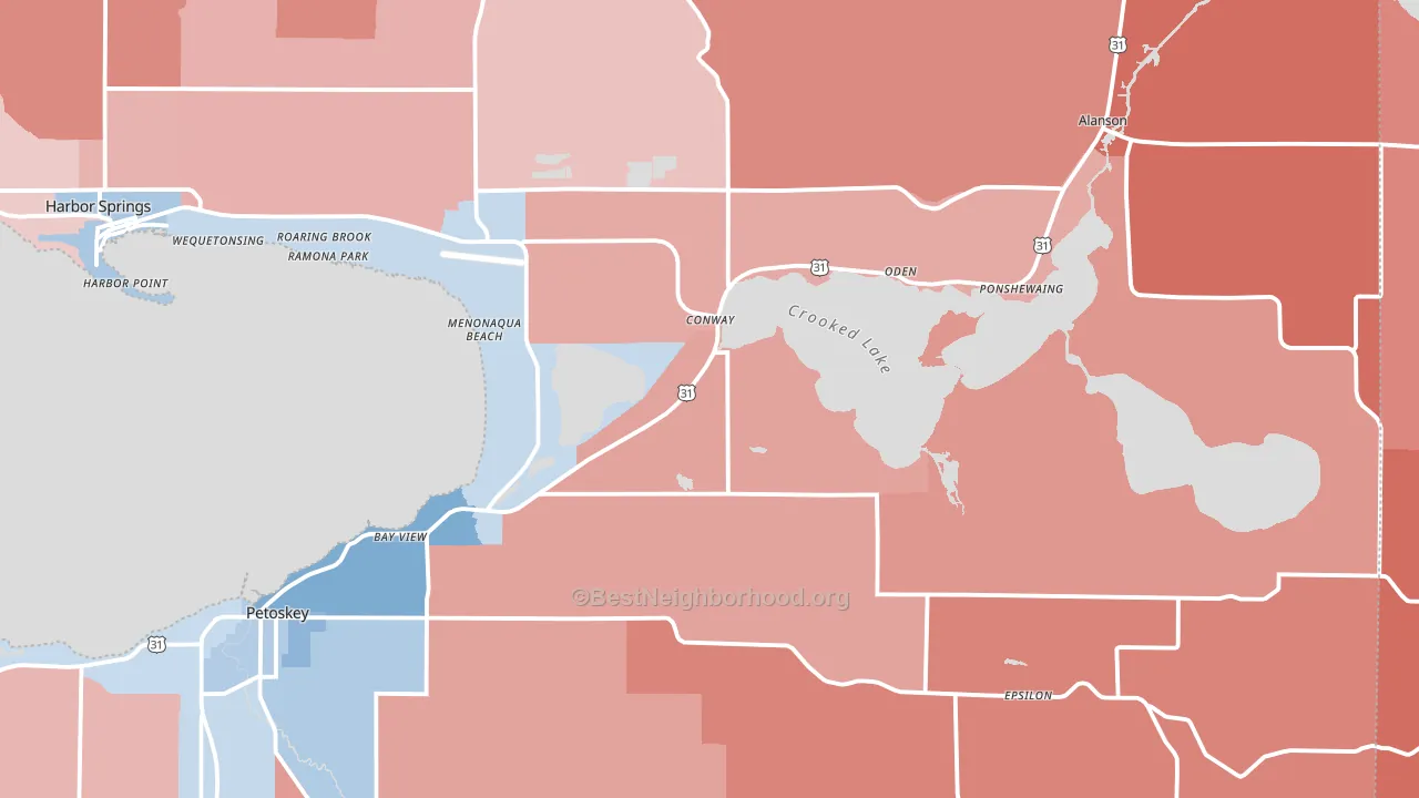 Conway, MI block-group political-lean map