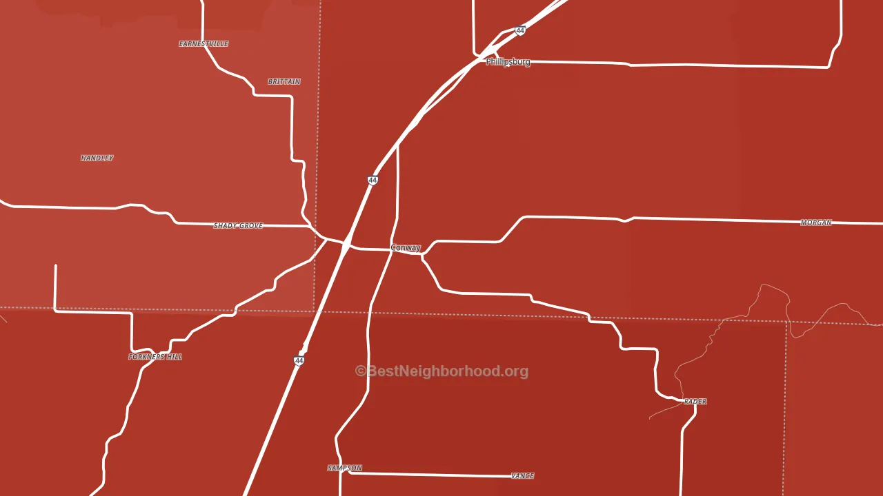 Conway, MO block-group political-lean map