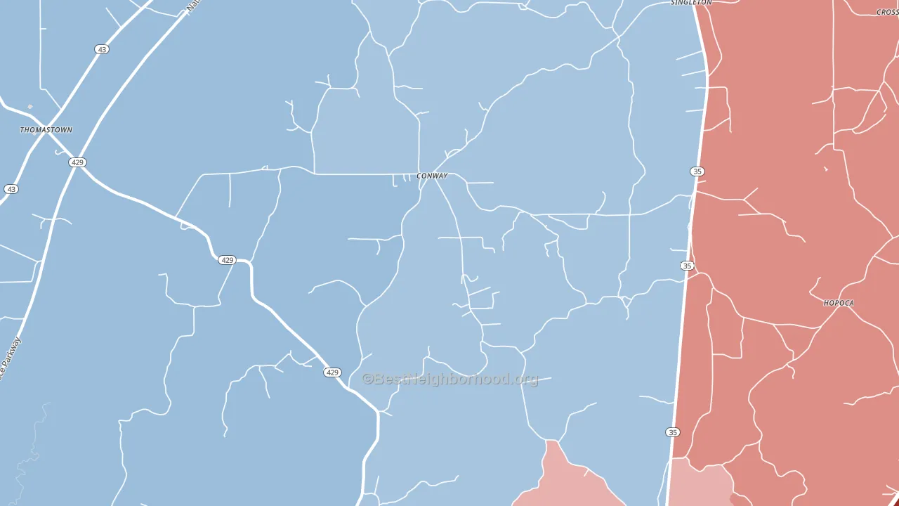 Conway, MS block-group political-lean map