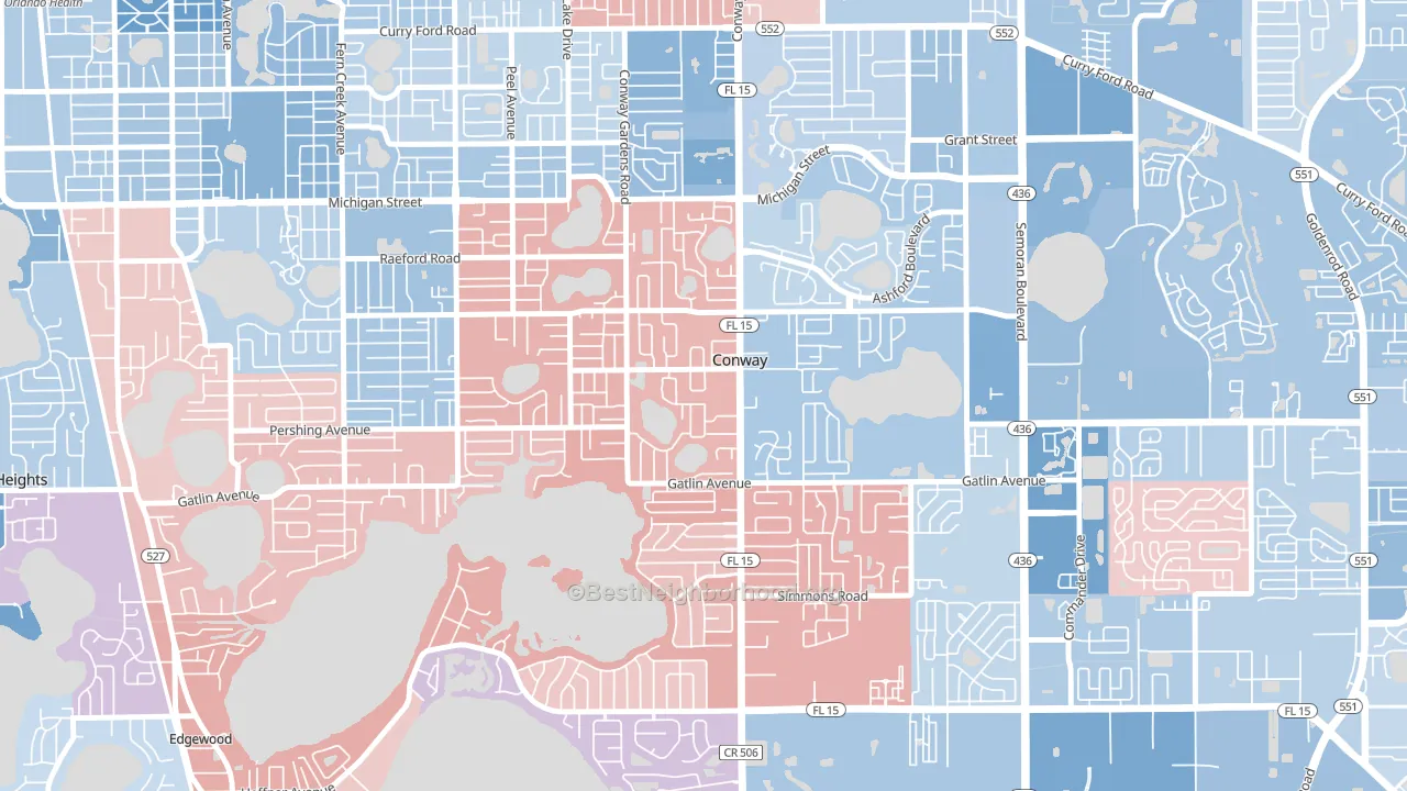 Conway, Orlando, FL block-group political-lean map