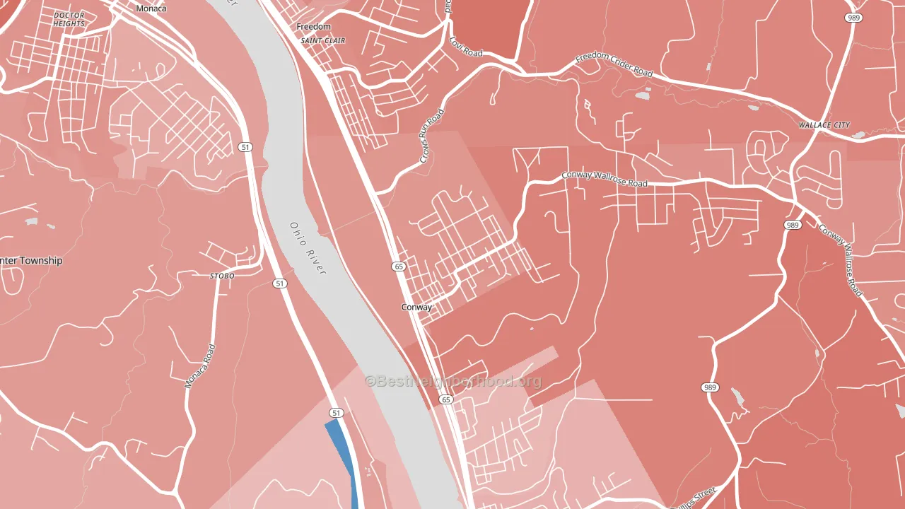 Conway, PA block-group political-lean map