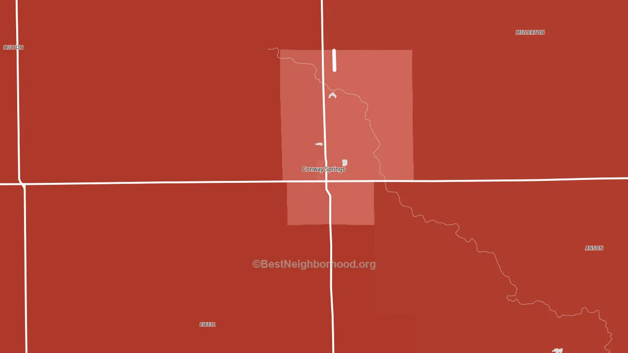 Conway Springs, KS block-group political-lean map
