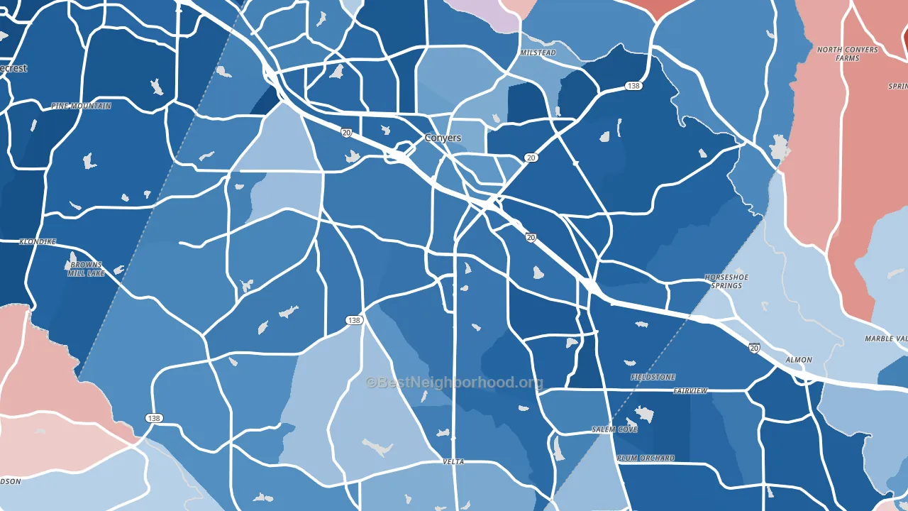 Conyers, GA block-group political-lean map