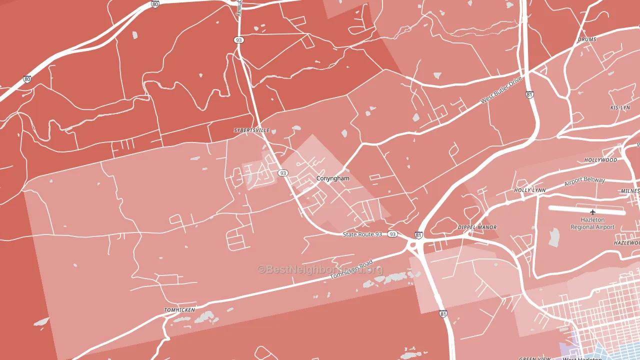 Conyngham, PA block-group political-lean map