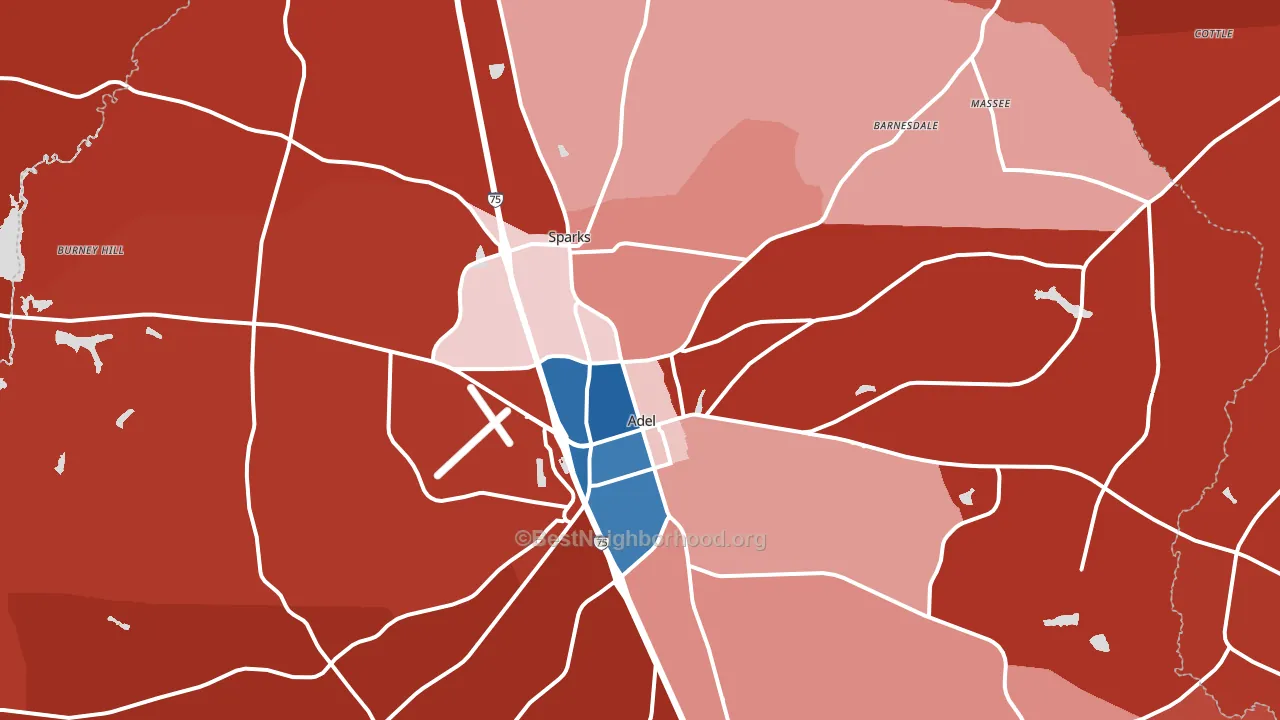Cook County, GA block-group political-lean map