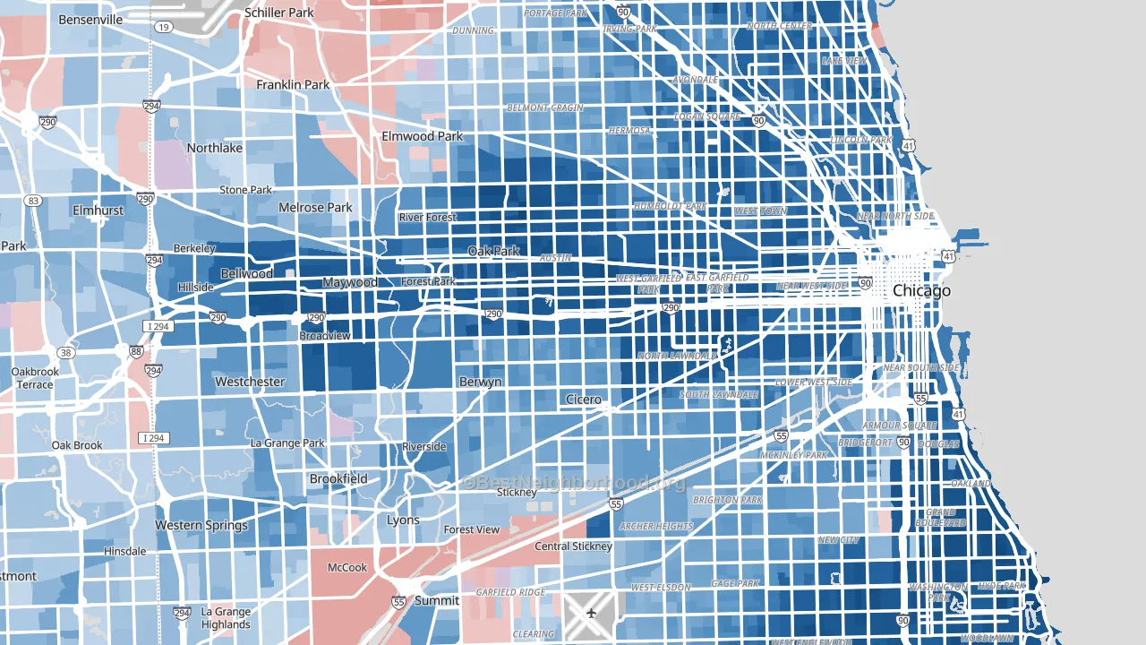 Cook County, IL block-group political-lean map