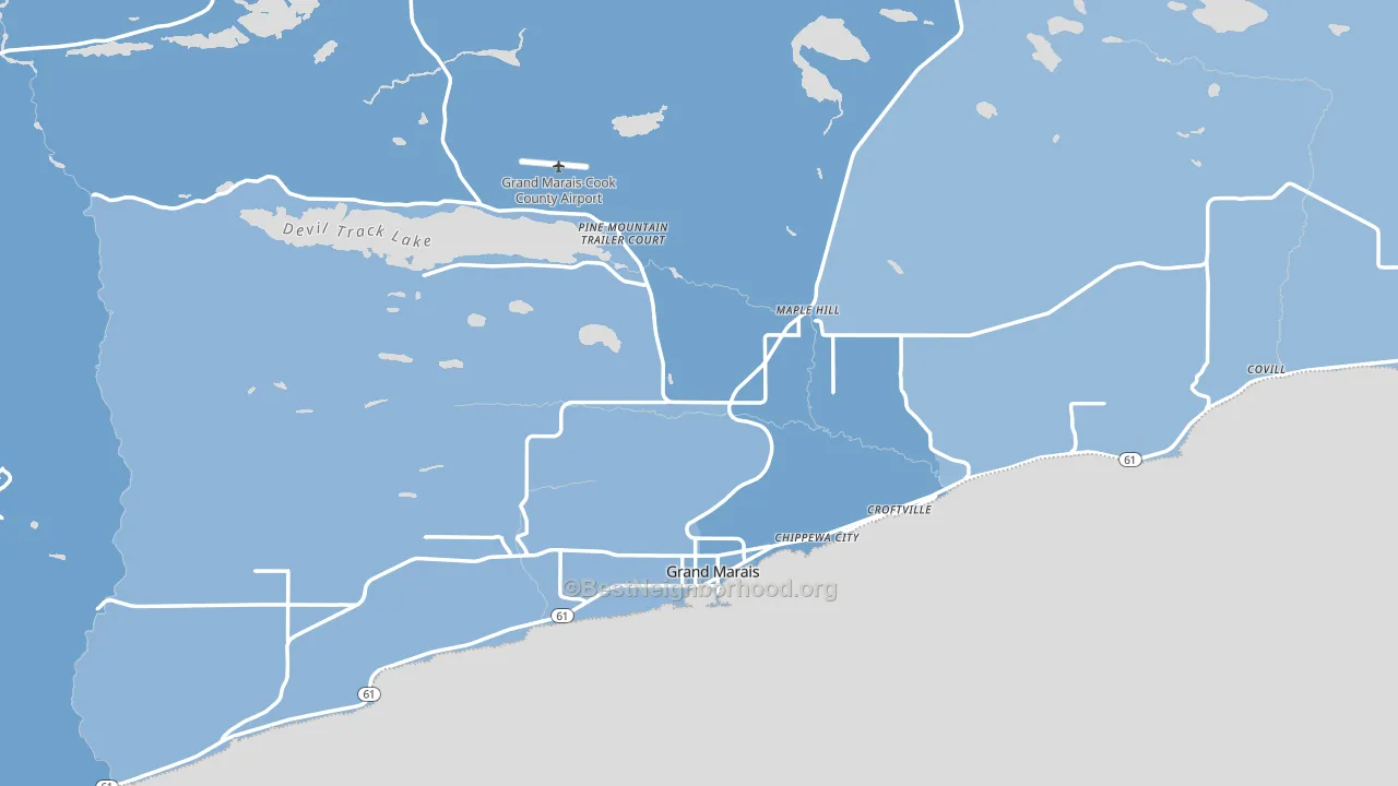 Cook County, MN block-group political-lean map