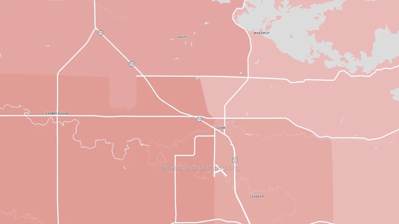 Cook, MN block-group political-lean map