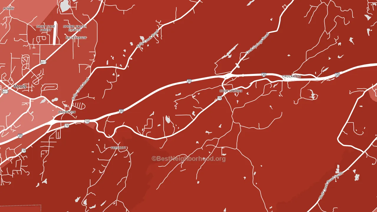 Cook Springs, AL block-group political-lean map