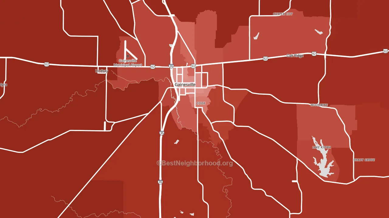 Cooke County, TX block-group political-lean map