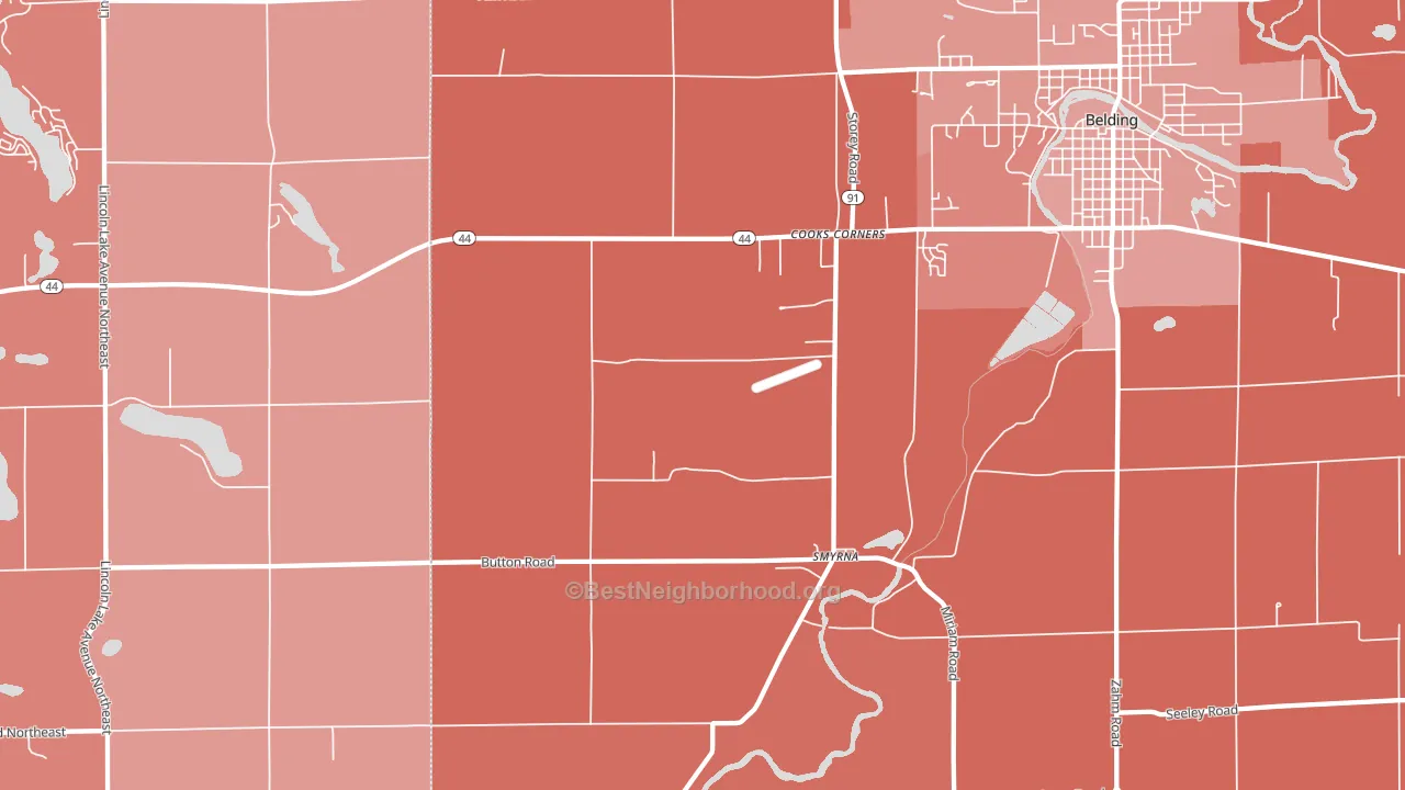 Cooks Corners, MI block-group political-lean map