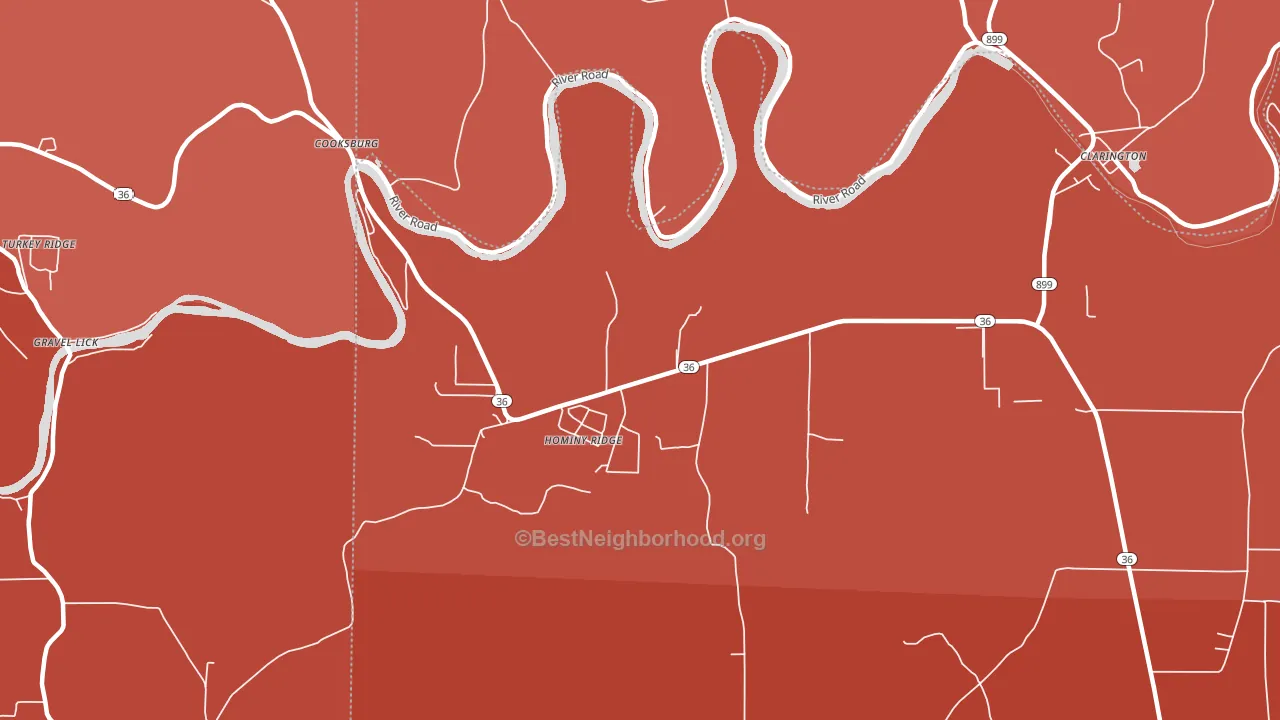 Cooksburg, PA block-group political-lean map