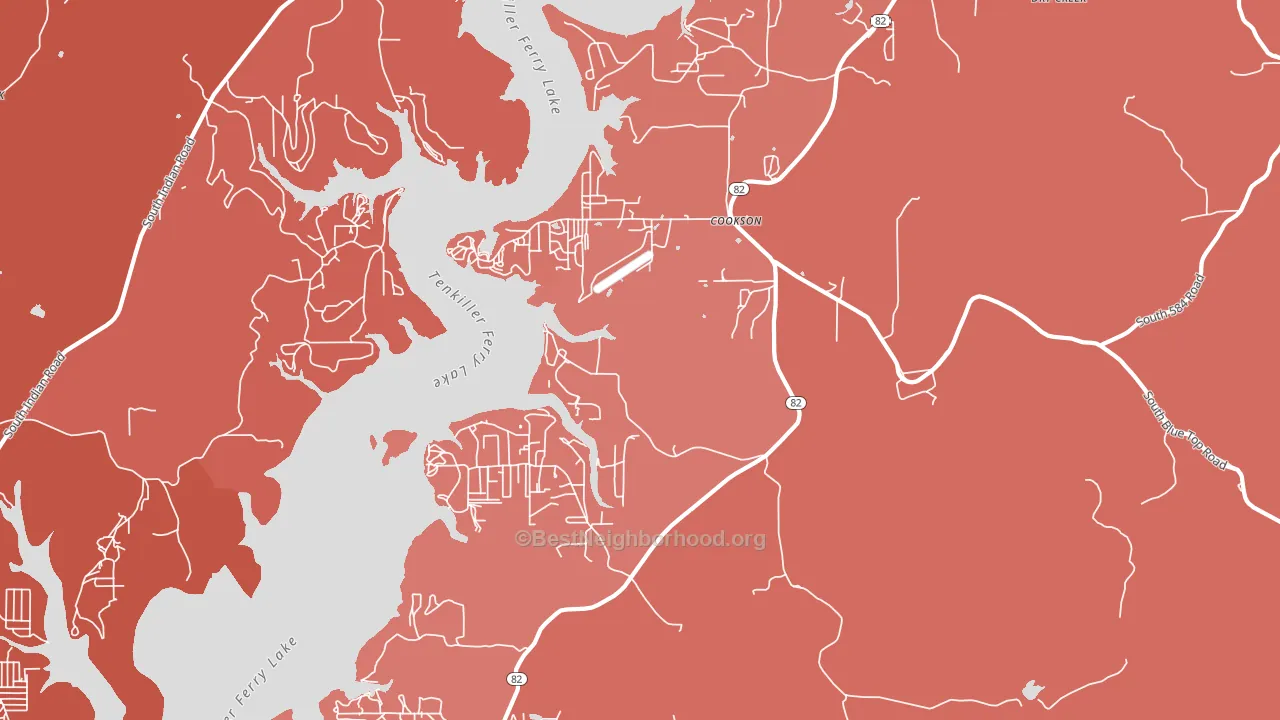 Cookson, OK block-group political-lean map