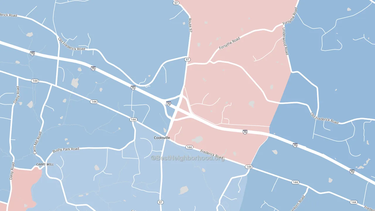 Cooksville, MD block-group political-lean map