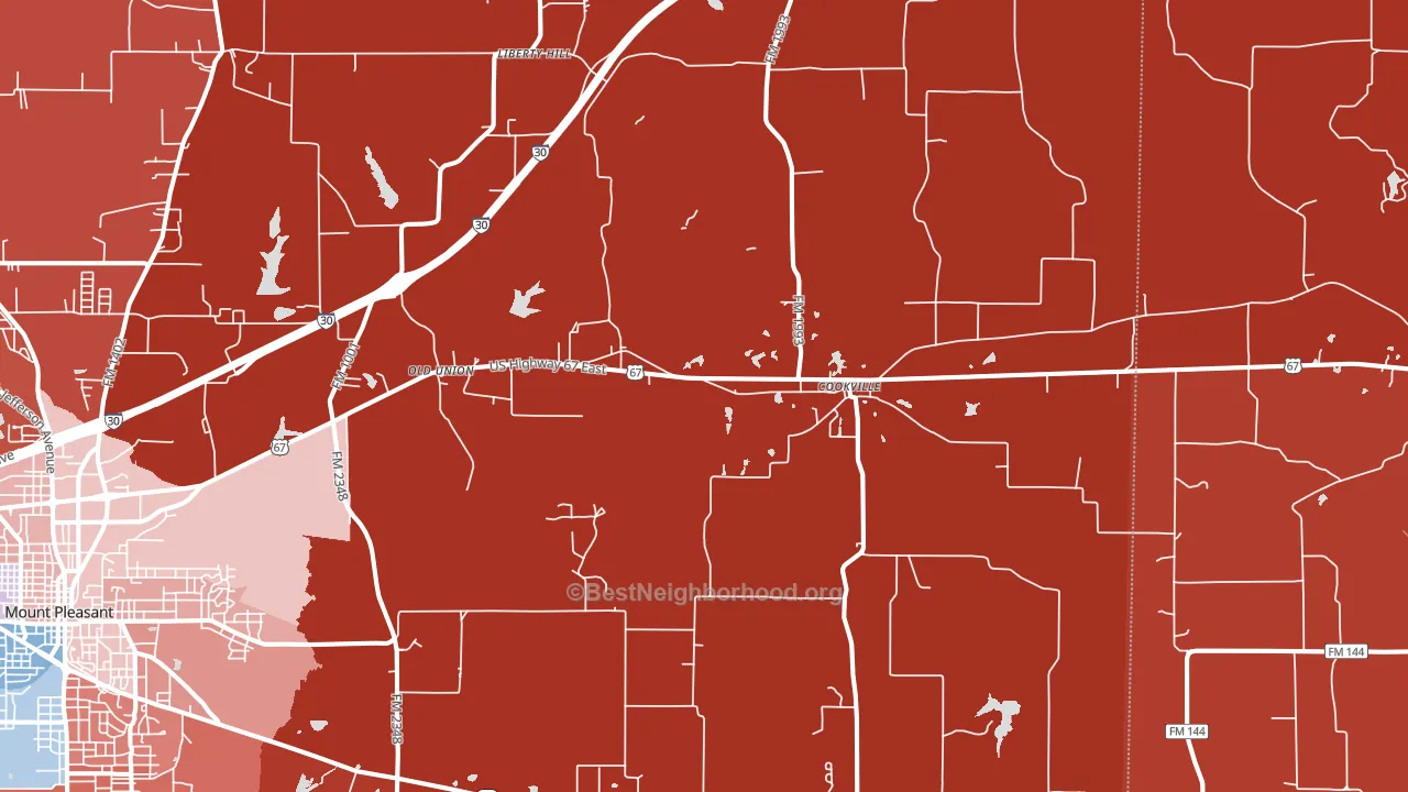 Cookville, TX block-group political-lean map