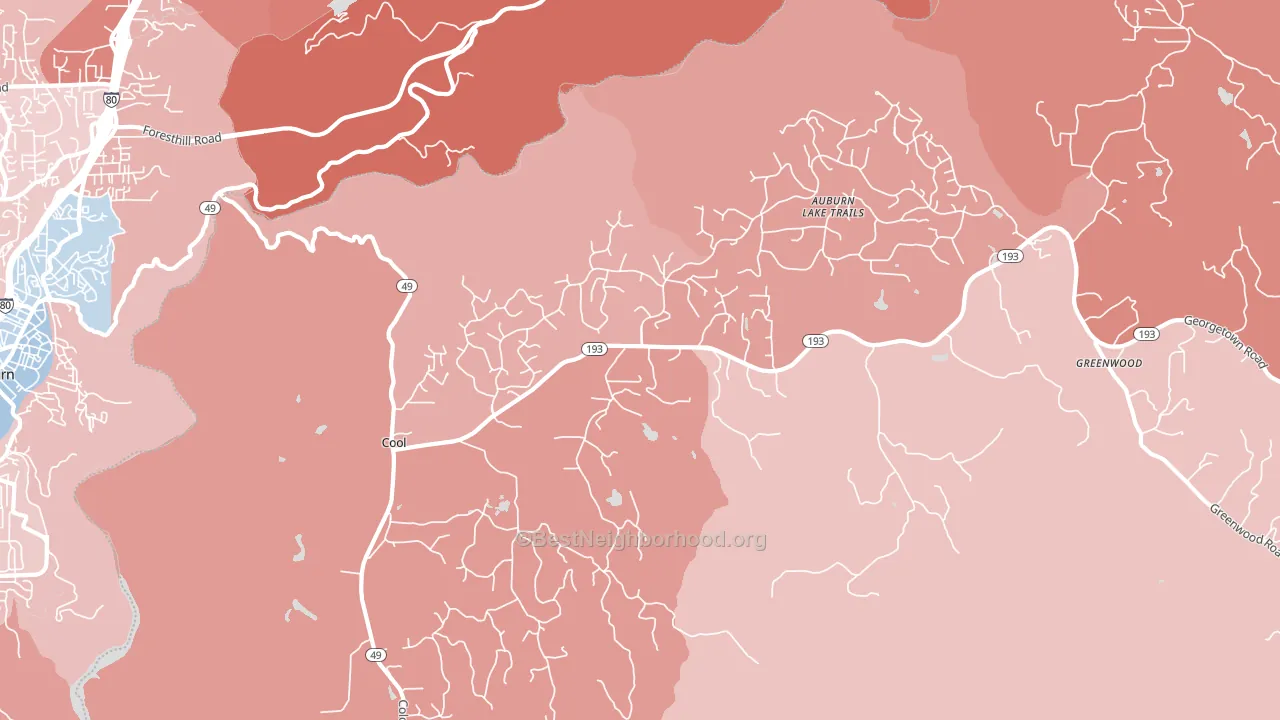 Cool, CA block-group political-lean map