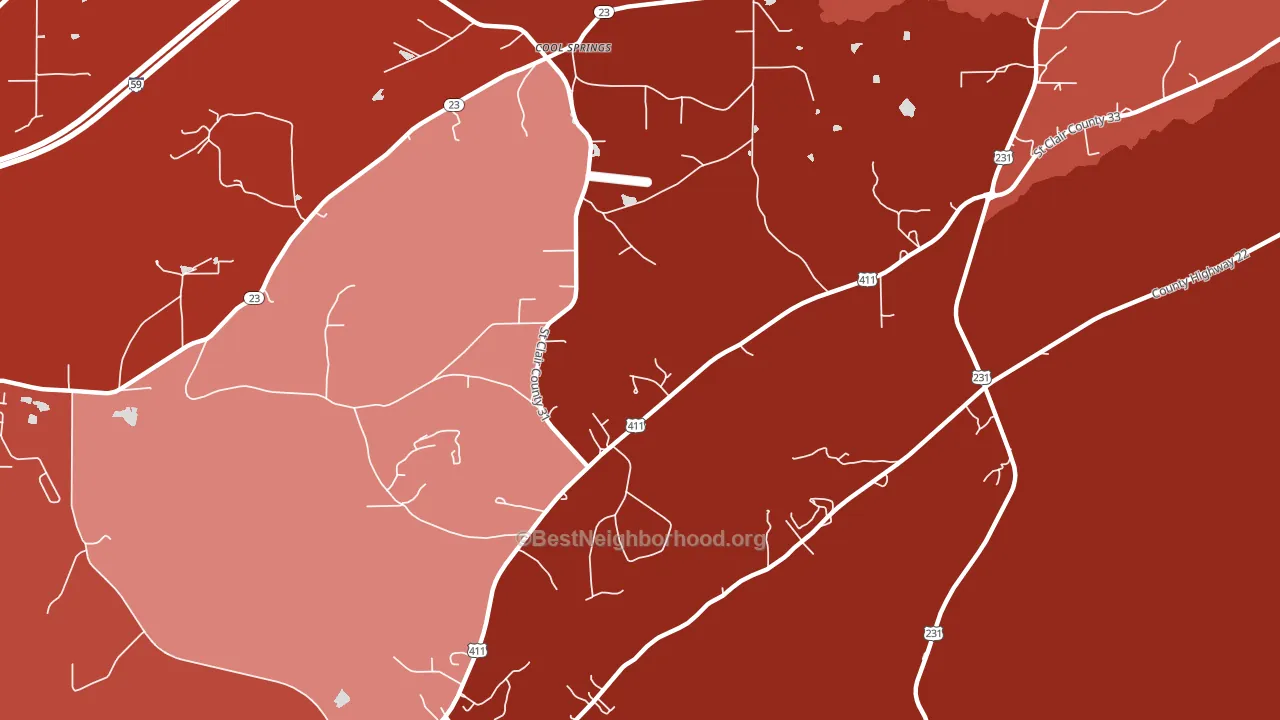 Cool Springs, AL block-group political-lean map