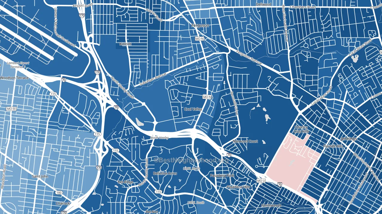 Cool Valley, MO block-group political-lean map